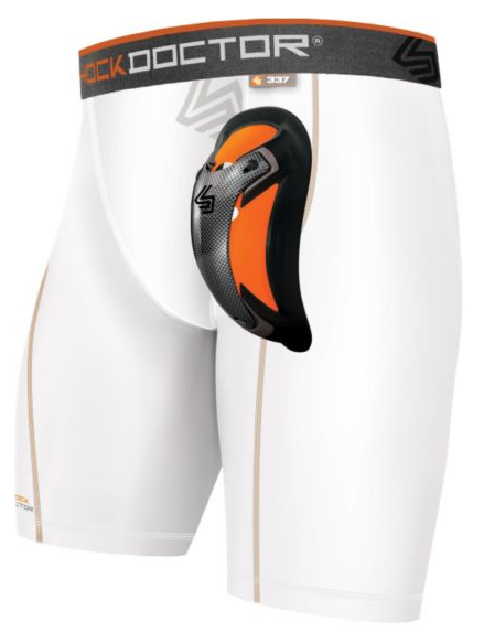 Shock Doctor Big Boys' Ultra Pro Compression Short with Ultra Cup - WHITE
